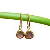 Pink/Purple Sea Glass Hoops - Gold Vermeil