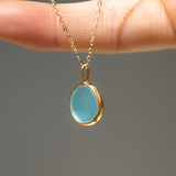 Blue Sea Glass Necklace - Gold Vermeil