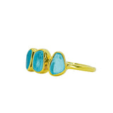 Blue Sea Glass, Gold Vermeil - Size O