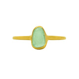 Green Sea Glass, Gold Vermeil - Size R