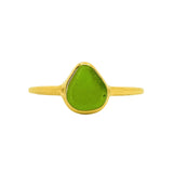 Green Sea Glass, Gold Vermeil - Size R