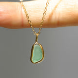Green Sea Glass Necklace - Gold Vermeil