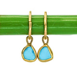Blue Sea Glass Hoops - Gold Vermeil