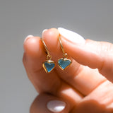 Sea Glass Heart Hoops, Gold Vermeil