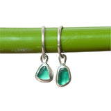 Green Sea Glass Hoops