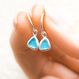 Blue Sea Glass Hoops