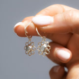 Light Blue Sea Glass Flower Hoops