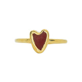 Red Sea Glass Heart, Gold Vermeil - Size K