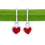 Red Sea Glass Heart Hoops