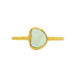 Light Blue Sea Glass, Gold Vermeil - Size P