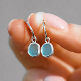 Blue Sea Glass Hoops