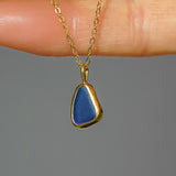Blue Sea Glass Necklace - Gold Vermeil