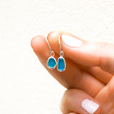 Blue Sea Glass Hoops