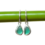 Green Sea Glass Hoops