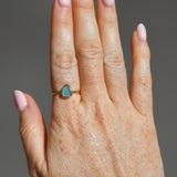 Blue Sea Glass, Gold Vermeil - Size Q