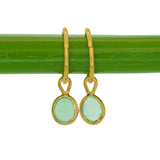 Green Sea Glass Hoops - Gold Vermeil