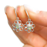 Green Sea Glass Flower Hoops