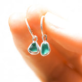 Green Sea Glass Hoops