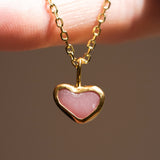 Pink Sea Glass Heart Necklace, Gold Vermeil