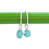 Blue Sea Glass Hoops