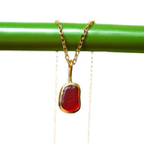 Red Sea Glass Necklace - Gold Vermeil