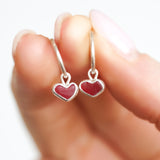 Red Sea Glass Heart Hoops