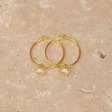 Petite Pearl Hoops - Gold Vermeil