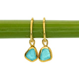 Blue Sea Glass Hoops - Gold Vermeil