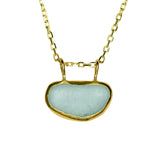 Light Blue Sea Glass Necklace - Gold Vermeil