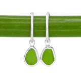 Green Sea Glass Hoops