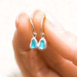 Blue Sea Glass Hoops