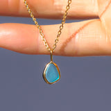 Blue Sea Glass Necklace - Gold Vermeil