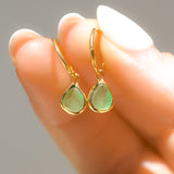 Green Sea Glass Hoops - Gold Vermeil