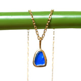 Blue Sea Glass Necklace - Gold Vermeil