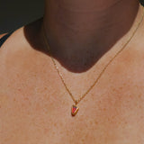 Red Sea Glass Heart Necklace, Gold Vermeil