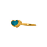 Blue Sea Glass Heart, Gold Vermeil - Size O