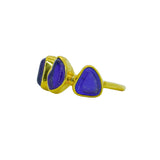 Blue Sea Glass, Gold Vermeil - Size M
