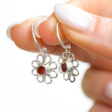 Red Sea Glass Flower Hoops