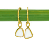 White Sea Glass Hoops - Gold Vermeil