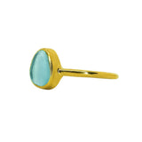 Blue Sea Glass, Gold Vermeil - Size Q