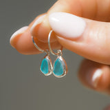 Blue Sea Glass Hoops