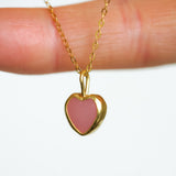 Pink Sea Glass Heart Necklace, Gold Vermeil