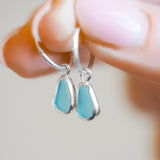 Blue Sea Glass Hoops