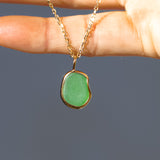 Green Sea Glass Necklace - Gold Vermeil
