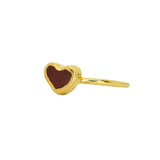 Red Sea Glass Heart, Gold Vermeil - Size P