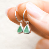 Green Sea Glass Hoops