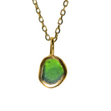 Green Sea Glass Necklace - Gold Vermeil