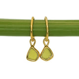 Green Sea Glass Hoops - Gold Vermeil