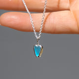 Blue Sea Glass Heart Necklace