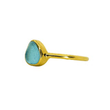 Blue Sea Glass, Gold Vermeil - Size P